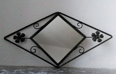 Ancien miroir en fer forgé martelé - Art déco - Photo 1/4