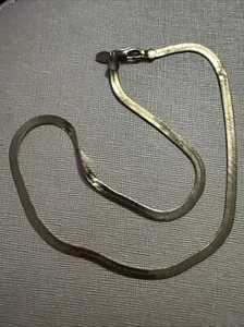 Gold Over Silver American Showcase Signed 18 In Herringbone Chain Necklace - Picture 1 of 2