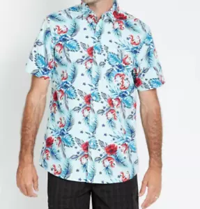Mens size 4XL Blue CHRISTMAS Santa float button up shirt COTTON Rivers NEW 182 - Picture 1 of 3