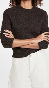 Nili Lotan Chocolate Amberlyn Alpaca Long Sleeve Crew Neck Sweater Size S $525 - Picture 1 of 3