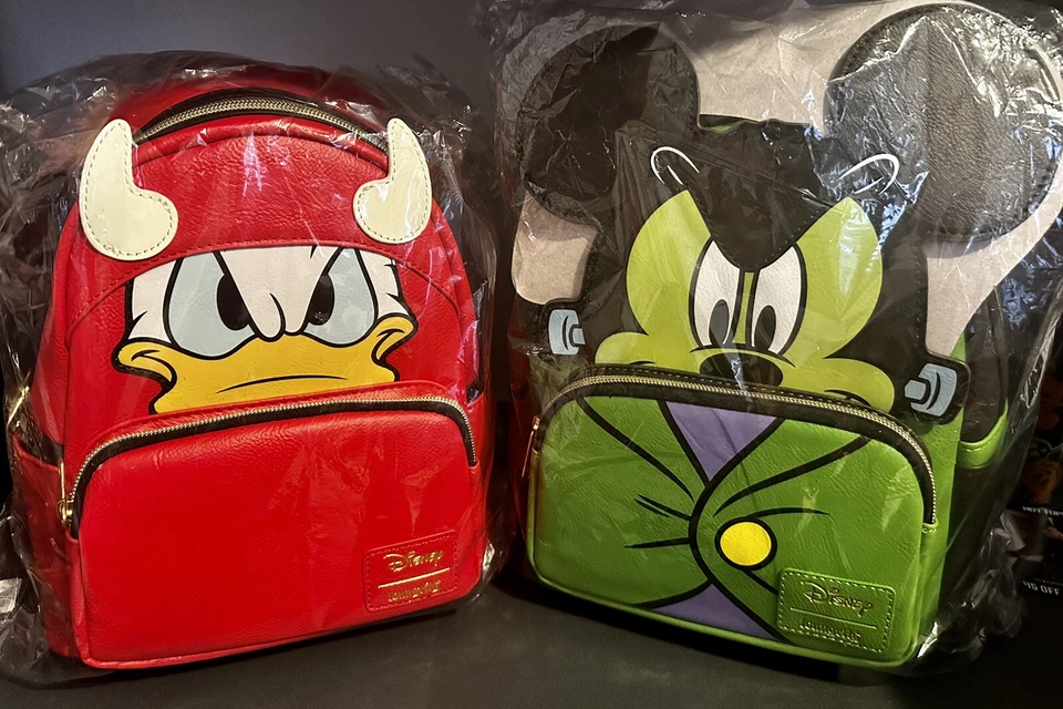 Loungefly Frankenstein Mickey & Devil Donald GITD Cosplay Backpack Set BNWT - Image 1 of 1