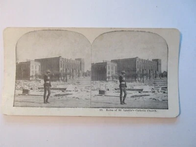 Ruins St. Ignatio's Catholic Church San Francisco earthquake card stereopticon  - Image 1 of 4