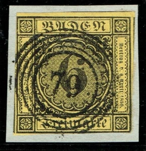 1853 Baden SG11 6k Black Orange 79 Numeral on Piece Fine Used Cat. £44.00 - Picture 1 of 1