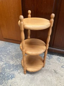 Vintage Round Brown Natural Wooden Shelving Unit Plant Display Stand - Picture 1 of 5