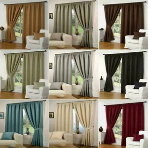 Luxus Waffeleffekt gefüttert Bleistift Plissee 3"" Klebeband Top Fertig Vorhänge Set - Bild 1 von 18