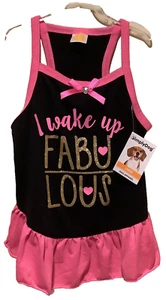 New SimplyDog Tank Top Dress “I Wake Up FABULOUS” Pink & Black Size Large w/tags - Picture 1 of 7