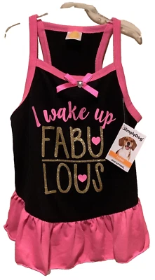 New SimplyDog Tank Top Dress “I Wake Up FABULOUS” Pink & Black Size Large w/tags - Image 1 of 4