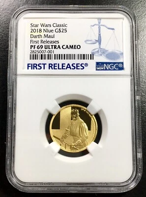 2018 NIUE STAR WARS DARTH MAUL G$25 1/4oz GOLD NGC PF69 UC FR POP 1 WOW!!! - Image 1 of 4