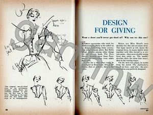 EDITH HEAD 1959 FASHION DESIGN TEAR-AWAY DRESS SKETCHES for THE JAYHAWKERS FILM - Picture 1 of 1