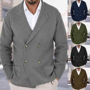 Cárdigan para Hombres Suéter Tejido con Botones Invierno Jerséis Informales Tejidos Abrigos Regalo - Imagen 1 de 14