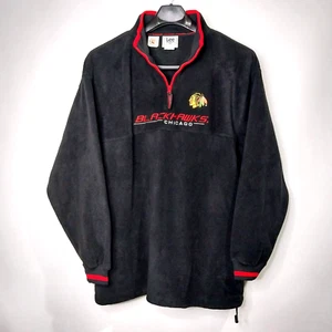 Vintage Lee NHL Chicago Blackhawks schwarzes besticktes Fleece Sweatshirt 1/4-Reißverschluss 2XL - Bild 1 von 5