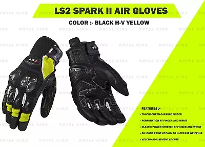 LS2 "SPARK II AIR RIDING GLOVES BLACK H-V YELLOW" - Image 1 of 4