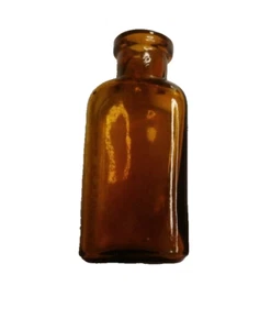 Botella de medicina vintage marrón ámbar de 2,5 pulgadas - Imagen 1 de 6