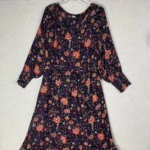 Vecchio abito navy donna più 2x scuro floreale gotico capriccioso romantico strega maxi - Foto 1 di 10
