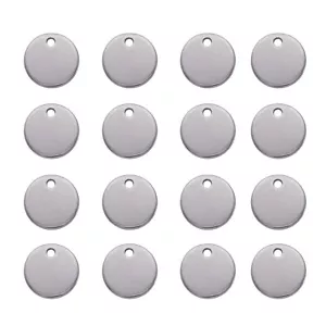 100 Stck. 304 Edelstahl Runde Metall Etiketten Stanzen Rohlinge Etikett Charms 10x0,6 mm - Bild 1 von 8