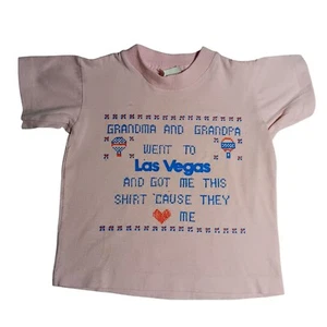 Vintage Girls Single Stitch Las Vegas Souvenir T-shirt 1980&#39;s XS Pink Tee - Picture 1 of 6