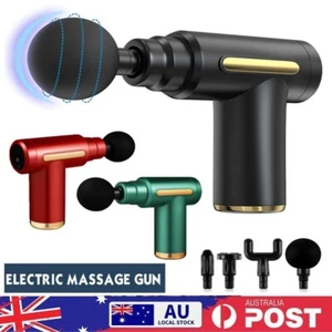 6 Speed Massage Gun 4 Heads Muscle Massage Chargeable Handheld Deep Tissue Relax - Picture 1 of 18