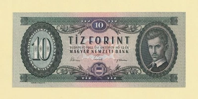 UNGARN / HUNGARY 10 TIZ FORINT 1962 P-168c UNC- PEOPLES REPUBLIC HUNGARIAN - Image 1 of 2