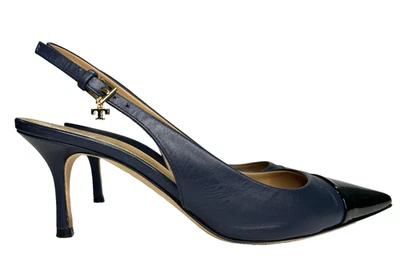 Zapatos de salón Tory Burch Penélope punta puntiaguda de cuero talla 6,5 azul marino negro Foto 1 de 4