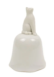 Campana porcellana vintage CROWNING TOUCH MANICO GATTO BISQUE BIANCO ETICHETTA ORIGINALE GIAPPONE - Foto 1 di 5