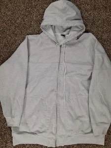 Y2k Air Jordan Mens 3XLT Gray Full Zip Fleece Heavyweight Embroidered Hoodie - Picture 1 of 15