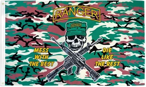 Camo Ranger Flagge 3 x 5 Fuß - "Mess With the Best, Die Like the Rest" Militär Banner - Bild 1 von 1