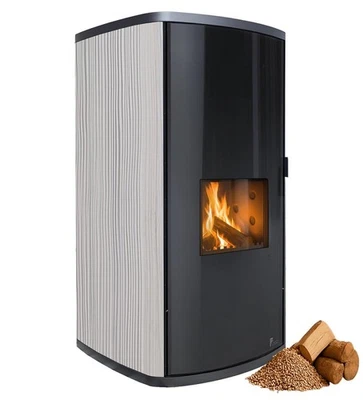 FUEGO Kombi Kaminofen Modular Hybrid Holz Pellet wasserführend Lärche Grau 20-34 - Bild 1 von 4