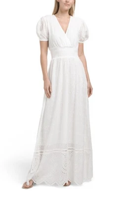 Maxi Vestido Blanco SOLITAIRE Manga Corta Ojales Talla M Foto 1 de 2