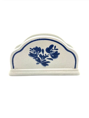 Servilletero de gres Pfaltzgraff Yorktowne arte popular americano flor azul Foto 1 de 4