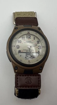 Casio Men's AW80V-5BV World Time Data Bank Watch with Canvas Band - Image 1 of 4