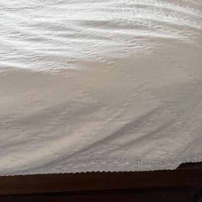 Simply Shabby Chic Blanket Twin Pink Cotton Quilt Crochet Trim Cottagecore 68x88 - Image 1 of 4