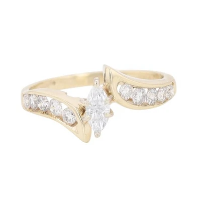 .63ctw Diamond Solitaire with Accents Engagement Ring 14k Yellow Gold Size 7.5 - Image 1 of 4