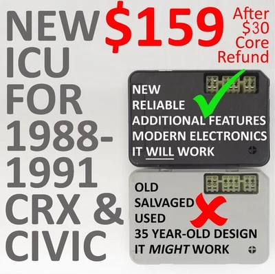 NEW ICU 1988-1991 "EF" Honda Civic CRX Added Features $159 After $30 Core Refund - Image 1 of 4
