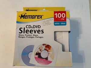 CD + DVD Sleeves with Window & Flap Open Box About 75 White Memorex - Afbeelding 1 van 4