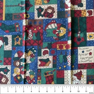 Christmas Angels Flying High Folk Art Fabric Sew, Quilt | 20"x44" - Picture 1 of 2