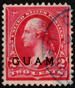 Guam Stamp Scott # 2 Used F-VF w/ Blue Town Cancel 2 Cents Red Overprinted Issue - Picture 1 of 1