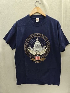 T-shirt George Bush inauguration présidentielle 2001 bleu graphique USA taille-L - Photo 1/6
