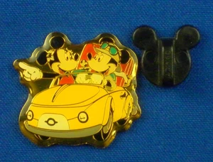 Mickey Mouse and Minnie in Yellow Car on Vacation Tokyo Disneyland Pin # 2134 - Picture 1 of 3