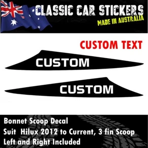 CUSTOM text Decal Sticker For HILUX 3 Fin Large Bonnet Scoop 2012 to Current 4X4 - Picture 1 of 5
