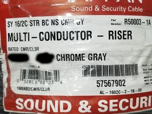 Cable elevador de audio/seguridad/alarma Southwire/Tappan R50003 16/2C gris/100 pies - Imagen 1 de 10