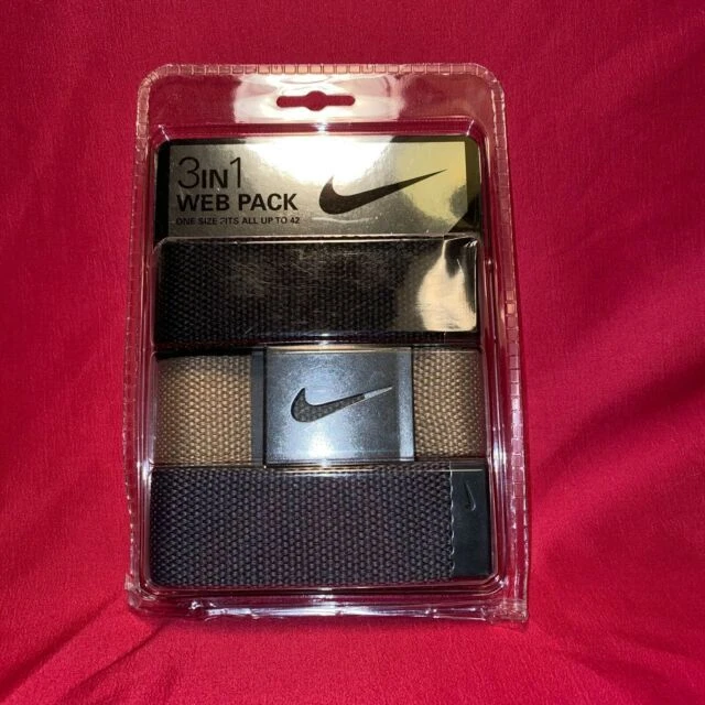 Nike Golf 3-1 Men's Web Belts - Black/Khaki/Dark Gray
