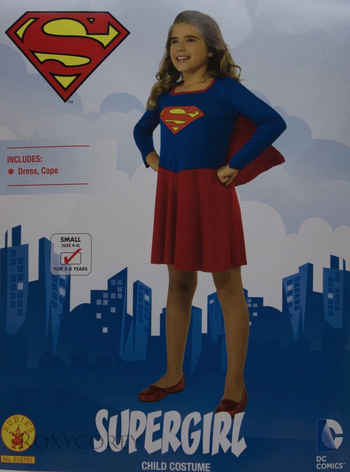 Halloween Girls Supergirl Blue & Red Dress Costume Size Small 4-6 Ages 3-4 NWT - Image 1 of 1