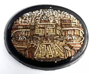 Rare Antique Large Micro Mosaic Cameo Vatican Rome C 1860 St Peter's Basilica - Picture 1 of 16