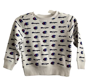 champion sweatshirt boys youth size 4 spellout white blue logo stretch - Picture 1 of 7