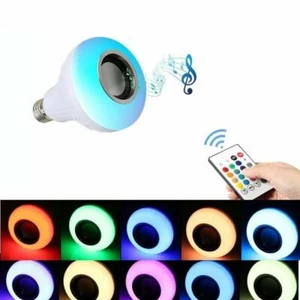Wireless Bluetooth LED Light Speaker Bulb RGB E27 12W Music Playing lamp Remote - Picture 1 of 11