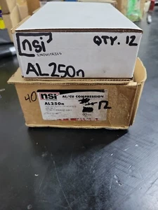 1 BOX- NSI AL250N - 250 Al/Cu 2 Hole Compression Lug, 250 MCM -1/2 Bolt Standard - Picture 1 of 3