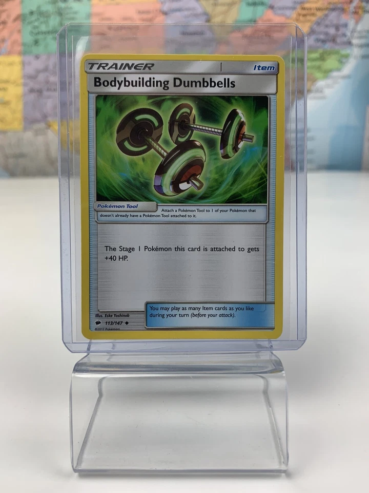 SHIPS SAME DAY Pokemon Card NM Bodybuilding Dumbbells 113/147 Trainer Item 2017 - Image 1 of 1