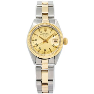 Rolex Date 6916 w/1980 Paper 14K Two Tone Oyster Champagne Dial Auto Ladies 26mm - Picture 1 of 6