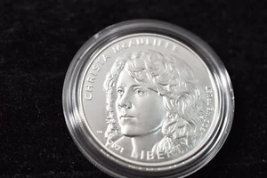 US 2021 P CHRISTA McAULIFFE SILBERDOLLAR PROOF mit COA-NEUWERTIG VERPACKUNG - Bild 1 von 10