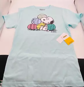 Peanuts Snoopy Easter Tee Shirt Girls Size 10-12 Top Pastel Turquoise New w Tags - Picture 1 of 9